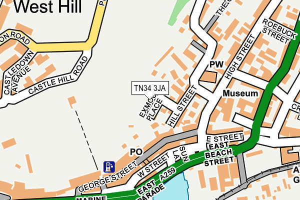TN34 3JA map - OS OpenMap – Local (Ordnance Survey)