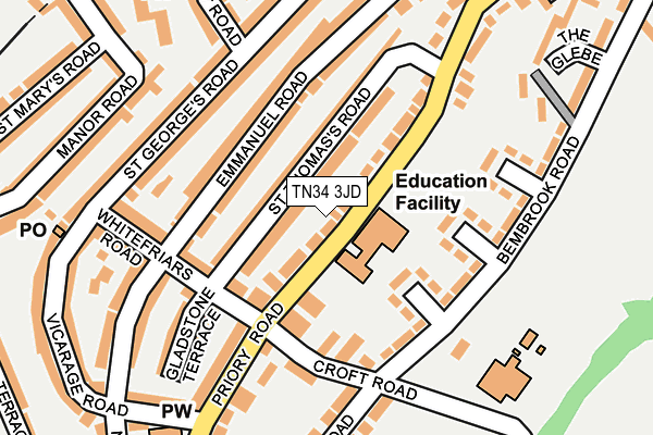 TN34 3JD map - OS OpenMap – Local (Ordnance Survey)