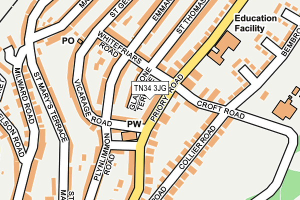TN34 3JG map - OS OpenMap – Local (Ordnance Survey)