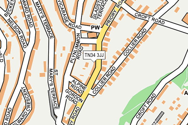 TN34 3JJ map - OS OpenMap – Local (Ordnance Survey)