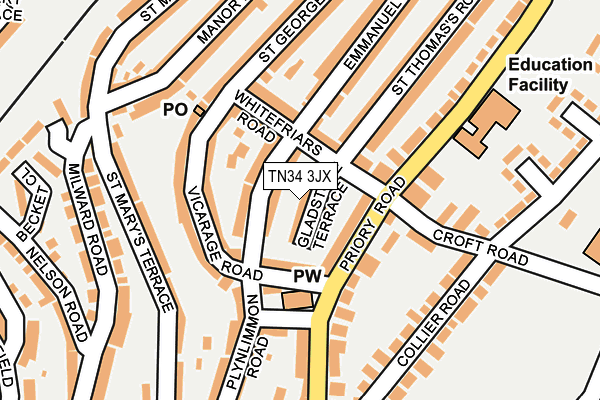 TN34 3JX map - OS OpenMap – Local (Ordnance Survey)
