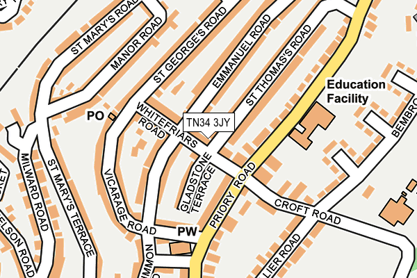 TN34 3JY map - OS OpenMap – Local (Ordnance Survey)