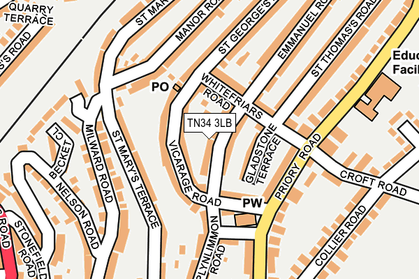 TN34 3LB map - OS OpenMap – Local (Ordnance Survey)