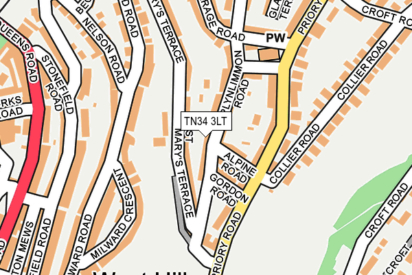 TN34 3LT map - OS OpenMap – Local (Ordnance Survey)