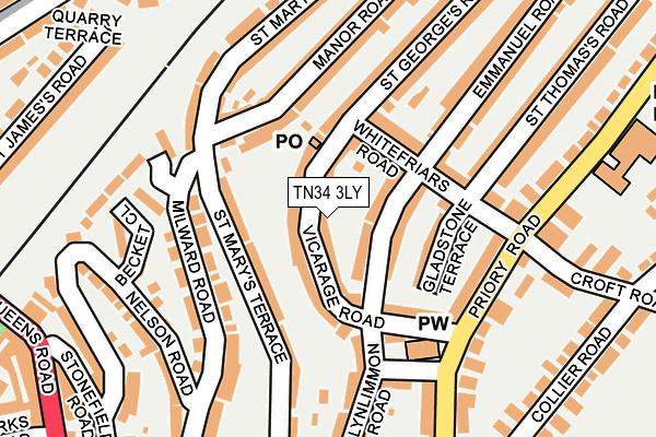 TN34 3LY map - OS OpenMap – Local (Ordnance Survey)