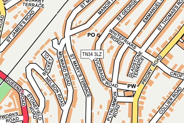 TN34 3LZ map - OS OpenMap – Local (Ordnance Survey)