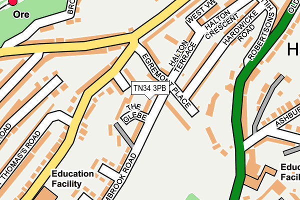 TN34 3PB map - OS OpenMap – Local (Ordnance Survey)