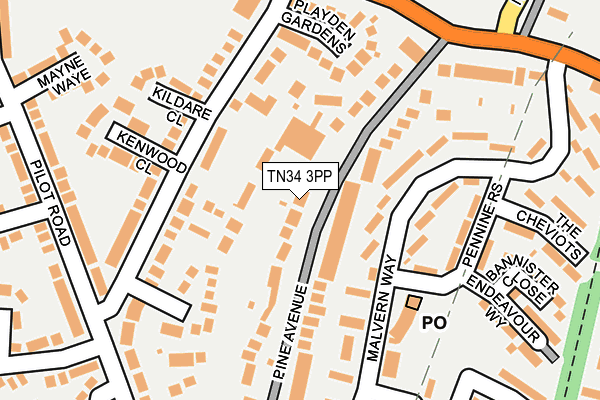 TN34 3PP map - OS OpenMap – Local (Ordnance Survey)