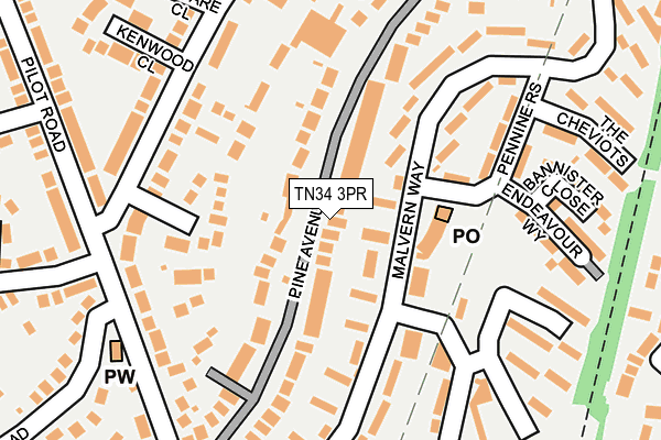 TN34 3PR map - OS OpenMap – Local (Ordnance Survey)