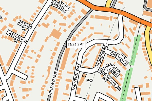 TN34 3PT map - OS OpenMap – Local (Ordnance Survey)