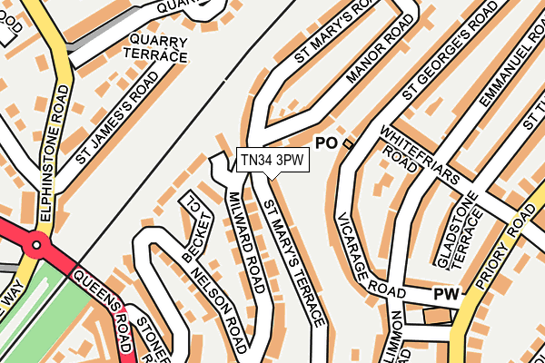 TN34 3PW map - OS OpenMap – Local (Ordnance Survey)