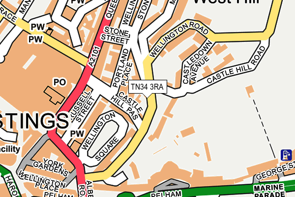 TN34 3RA map - OS OpenMap – Local (Ordnance Survey)