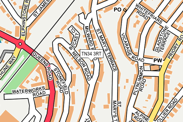 TN34 3RT map - OS OpenMap – Local (Ordnance Survey)