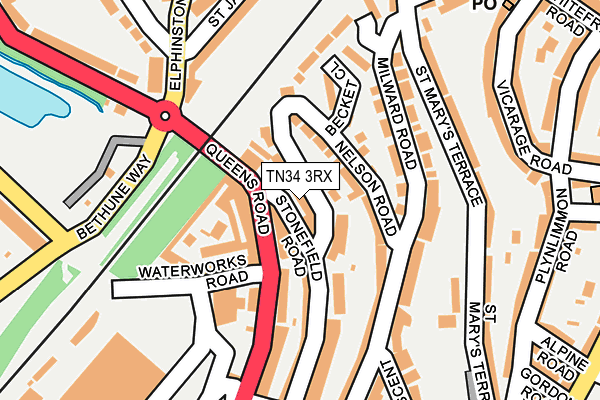 TN34 3RX map - OS OpenMap – Local (Ordnance Survey)