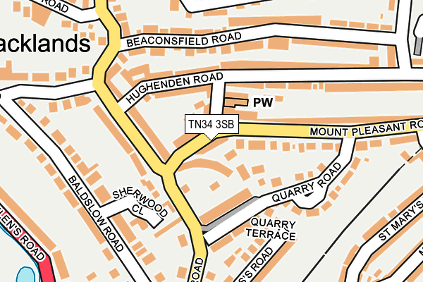 TN34 3SB map - OS OpenMap – Local (Ordnance Survey)