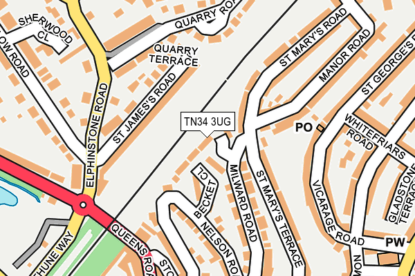 TN34 3UG map - OS OpenMap – Local (Ordnance Survey)