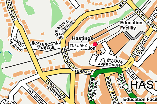 TN34 9HX map - OS OpenMap – Local (Ordnance Survey)