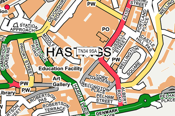 TN34 9SA map - OS OpenMap – Local (Ordnance Survey)