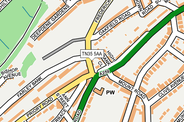 TN35 5AA map - OS OpenMap – Local (Ordnance Survey)