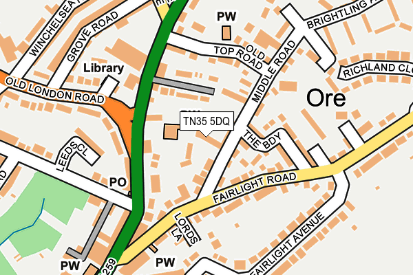 TN35 5DQ map - OS OpenMap – Local (Ordnance Survey)