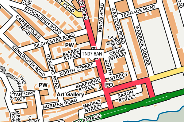 TN37 6AN map - OS OpenMap – Local (Ordnance Survey)