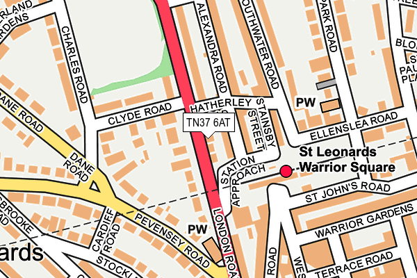 TN37 6AT map - OS OpenMap – Local (Ordnance Survey)