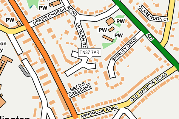 TN37 7AR map - OS OpenMap – Local (Ordnance Survey)