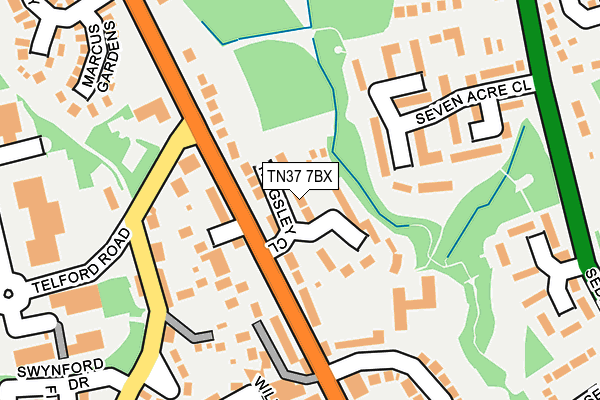 TN37 7BX map - OS OpenMap – Local (Ordnance Survey)