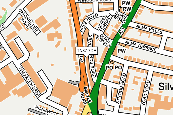 TN37 7DE map - OS OpenMap – Local (Ordnance Survey)
