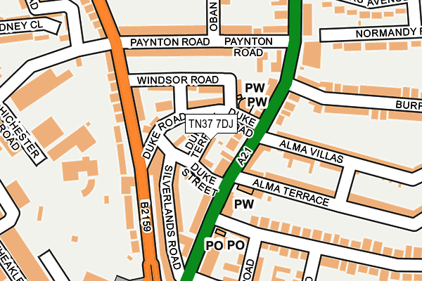 TN37 7DJ map - OS OpenMap – Local (Ordnance Survey)