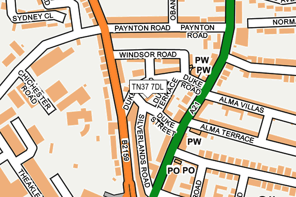 TN37 7DL map - OS OpenMap – Local (Ordnance Survey)