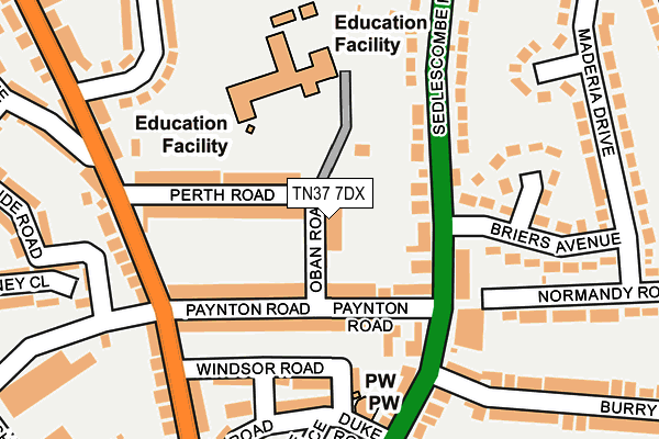 TN37 7DX map - OS OpenMap – Local (Ordnance Survey)