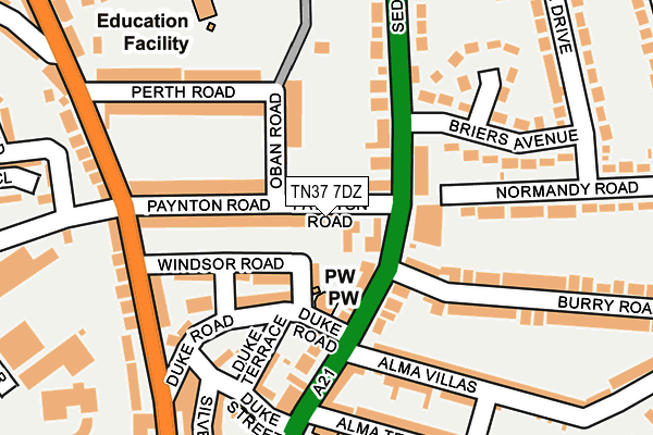 TN37 7DZ map - OS OpenMap – Local (Ordnance Survey)