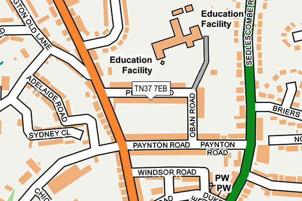 TN37 7EB map - OS OpenMap – Local (Ordnance Survey)
