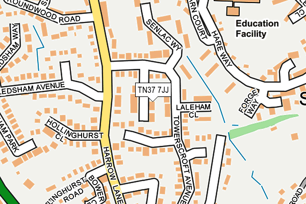 TN37 7JJ map - OS OpenMap – Local (Ordnance Survey)