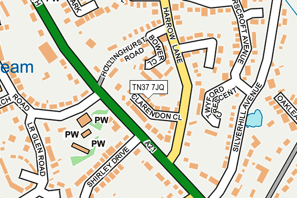 TN37 7JQ map - OS OpenMap – Local (Ordnance Survey)