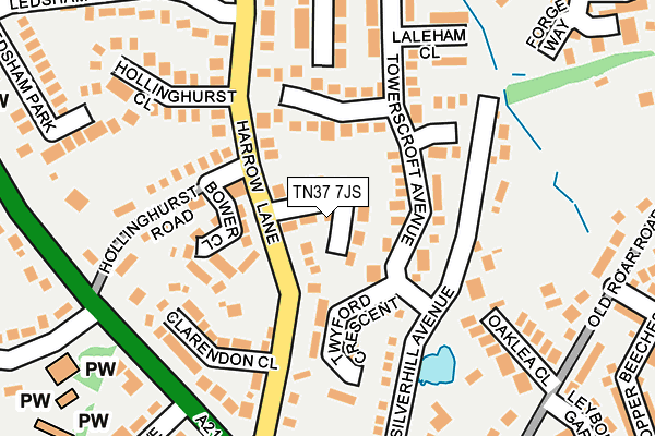 TN37 7JS map - OS OpenMap – Local (Ordnance Survey)