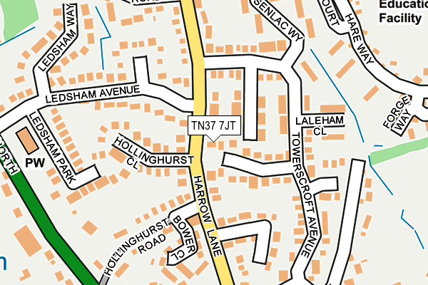 TN37 7JT map - OS OpenMap – Local (Ordnance Survey)