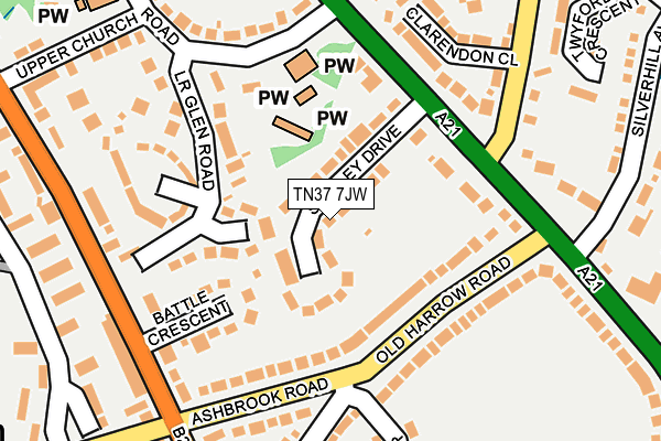 TN37 7JW map - OS OpenMap – Local (Ordnance Survey)