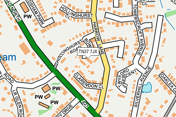 TN37 7JX map - OS OpenMap – Local (Ordnance Survey)