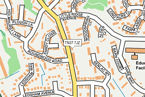 TN37 7JZ map - OS OpenMap – Local (Ordnance Survey)
