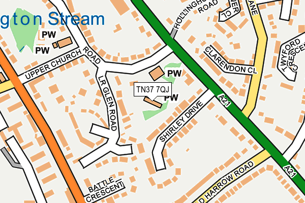 TN37 7QJ map - OS OpenMap – Local (Ordnance Survey)