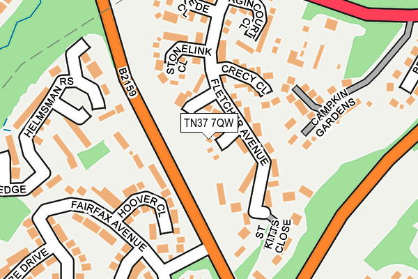 TN37 7QW map - OS OpenMap – Local (Ordnance Survey)
