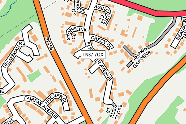 TN37 7QX map - OS OpenMap – Local (Ordnance Survey)