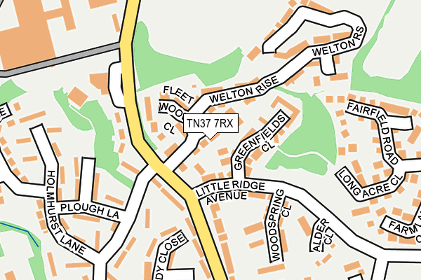 TN37 7RX map - OS OpenMap – Local (Ordnance Survey)