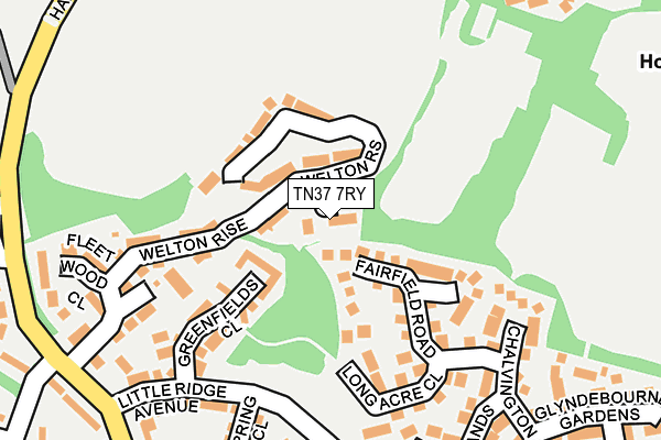 TN37 7RY map - OS OpenMap – Local (Ordnance Survey)