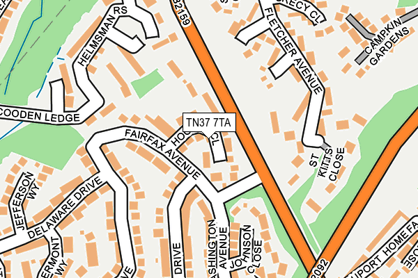 TN37 7TA map - OS OpenMap – Local (Ordnance Survey)