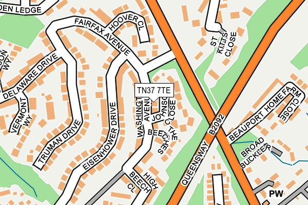 TN37 7TE map - OS OpenMap – Local (Ordnance Survey)