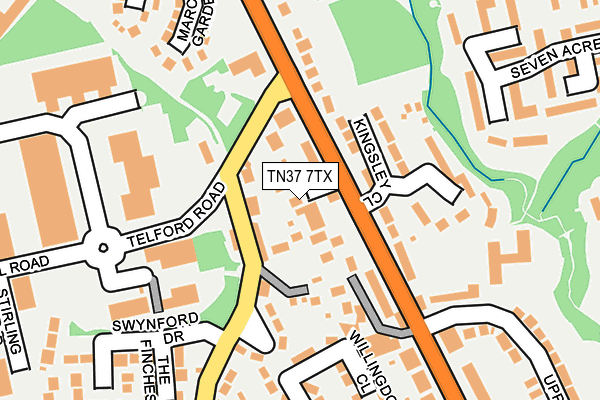 TN37 7TX map - OS OpenMap – Local (Ordnance Survey)