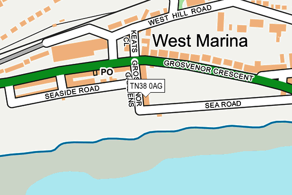 TN38 0AG map - OS OpenMap – Local (Ordnance Survey)